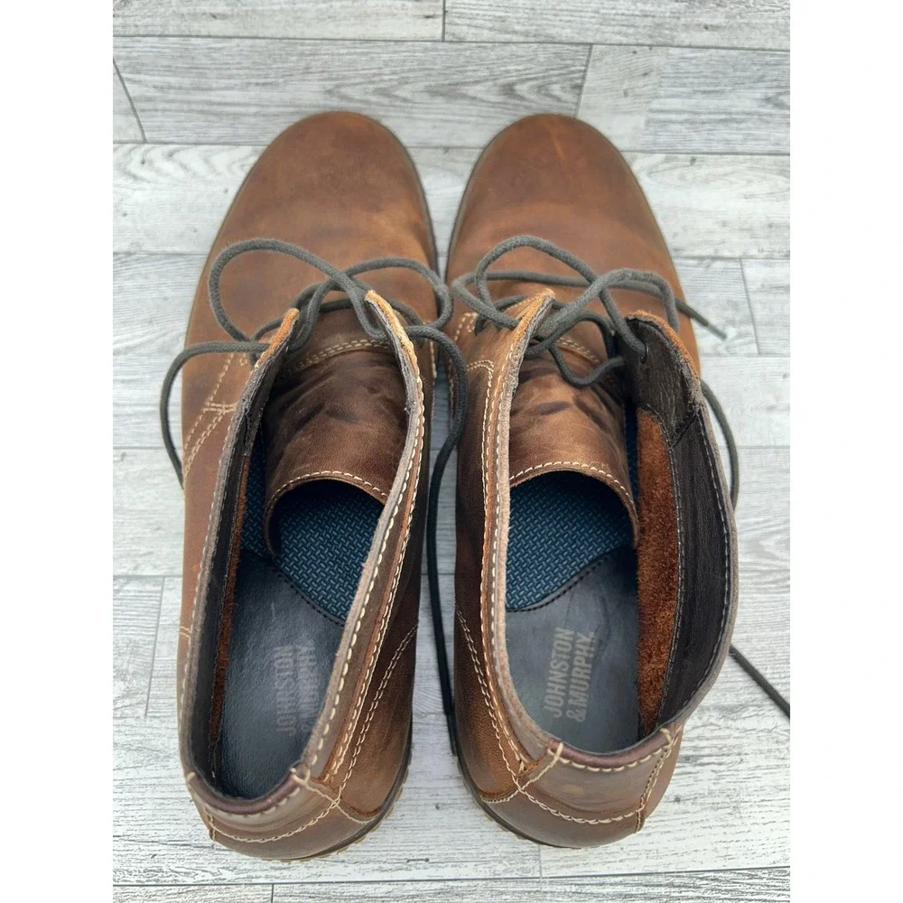 Johnston & Murphy Mens Brown Leather Chukka Boots Lace Up Shoes Size‎ 10.5
